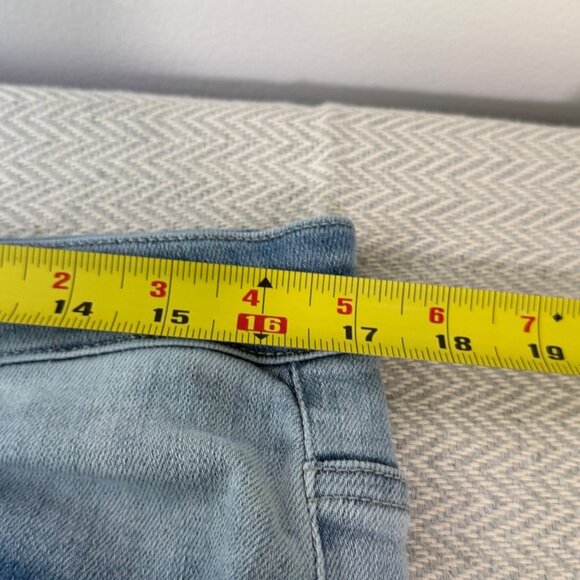 Risen Jeans Womens 1XL Blue Straight Leg Patchwork Light Wash High Rise Stretch - Picture 6 of 13